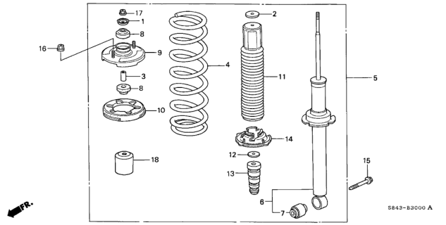 1998 Honda Accord Shock Absorber Unit, Rear Diagram for 52611-S87-A04