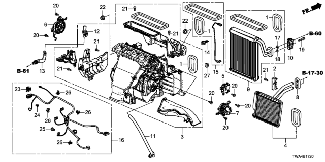 2018 Honda Accord Hybrid Motor Assembly, Air Mix (Passenger Side) Diagram for 79170-TEX-Y61