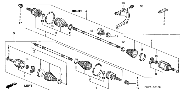 2006 Honda Insight Boot Set, Outboard Diagram for 44018-SAA-020