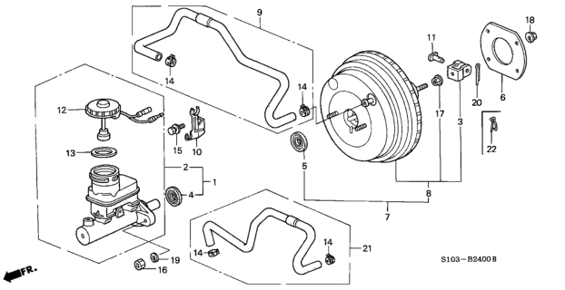 1999 Honda CR-V Brake Master Cylinder  - Master Power Diagram