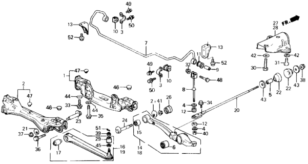 1989 Honda Prelude Link, Rear Stabilizer Diagram for 52306-SF1-000