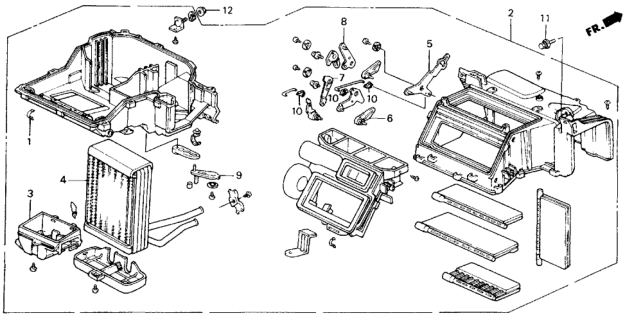 1991 Honda Civic Heater Unit Assy. Diagram for 79100-SH4-A03