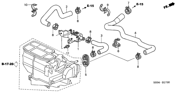 2002 Honda Civic Hose, Water Outlet Diagram for 79725-S5T-G00