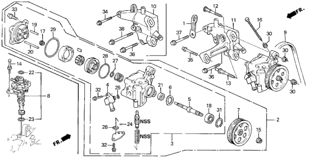 1993 Honda Prelude Pump Sub-Assembly, Power Steering Diagram for 56110-P11-010