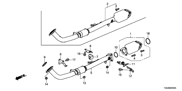 2014 Honda Accord Stay,Exhaust Diagram for 18213-T2F-A21
