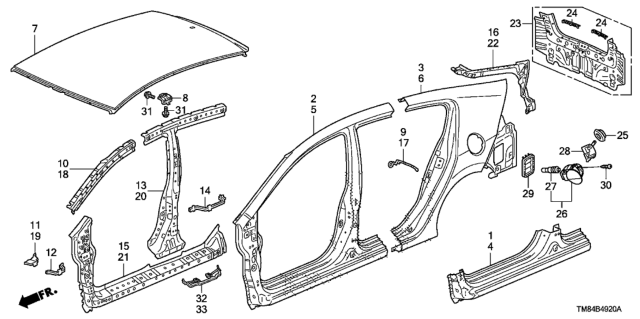 2012 Honda Insight Panel, L. Side Sill Diagram for 04641-TM8-A00ZZ