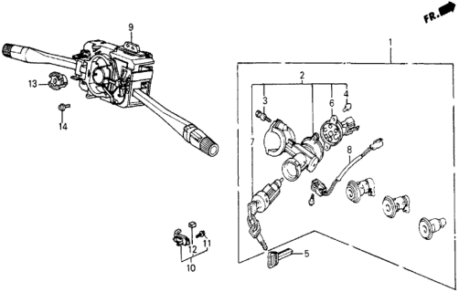 1987 Honda Civic Lock Set, Cylinder Diagram for 35010-SB6-662