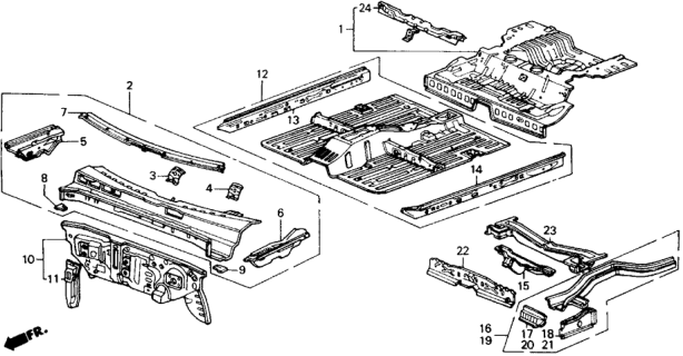 1988 Honda Accord Dashboard - Floor Diagram