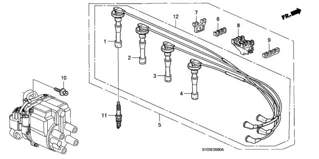 2001 Honda CR-V High Tension Cord - Spark Plug Diagram