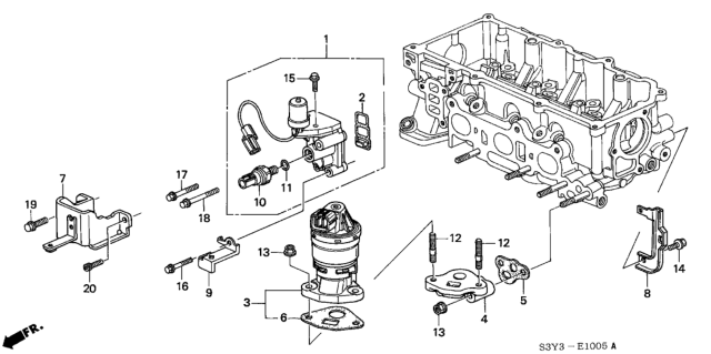 2002 Honda Insight Stay, Engine Cover Diagram for 32123-PHM-000