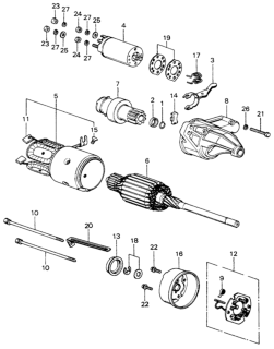 1980 Honda Civic Starter Motor Components (Hitachi) Diagram