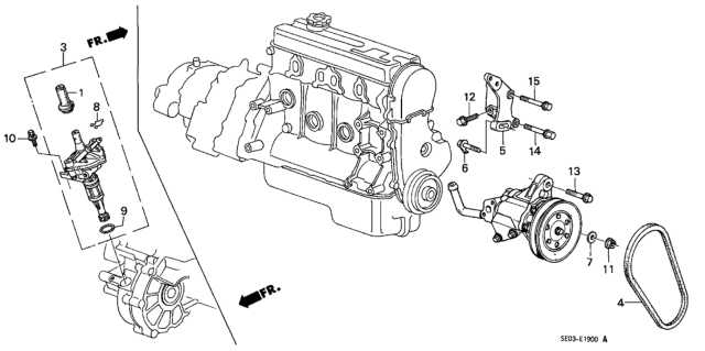1986 Honda Accord Belt, Power Steering Pump Diagram for 56992-PC6-014