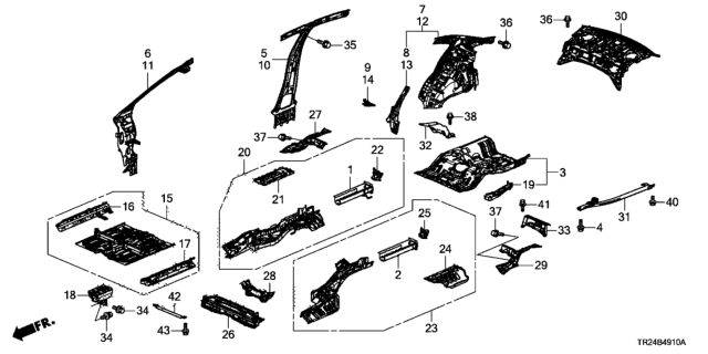 2014 Honda Civic Frame B Set, R. RR. Diagram for 04653-TT1-A00ZZ