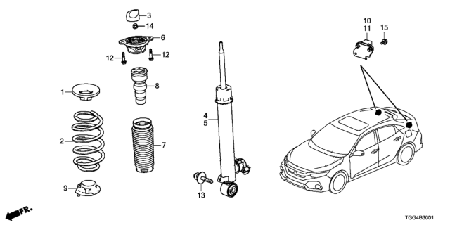 2019 Honda Civic Rubber, RR. Spring Mounting (Upper) Diagram for 52402-TEA-T02