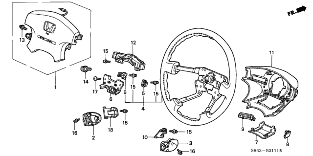 2000 Honda Accord Steering Wheel (SRS) (V6) Diagram