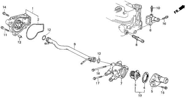 1991 Honda Civic Pipe, Connecting Diagram for 19505-PM5-A00