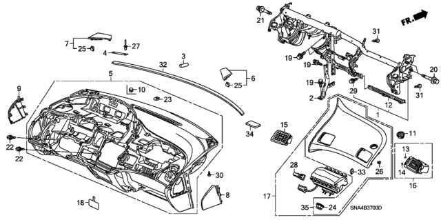 2006 Honda Civic Panel Assy., Instrument *2Tn800* (DARK ATLAS GRAY/ATLAS GRAY) Diagram for 77100-SNA-A00ZE