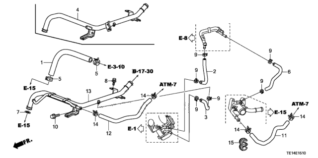 2012 Honda Accord Hose, Warmer Outlet (ATf) Diagram for 19422-R40-A62