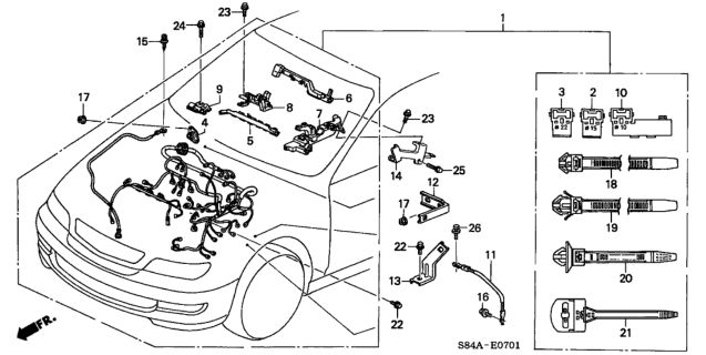 2002 Honda Accord Stay C, Engine Wire Harness Diagram for 32743-P8E-A00