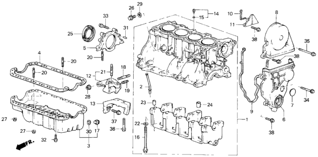 1984 Honda Civic Cylinder Block - Oil Pan Diagram