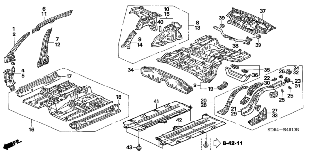 2006 Honda Accord Hybrid Pillar Set, R. FR. (Upper) (Inner) Diagram for 04637-SDC-A00ZZ