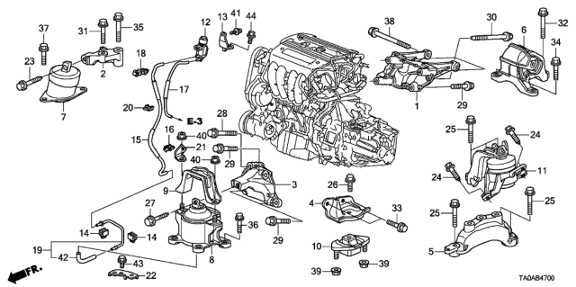 2012 Honda Accord Bracket, Engine Side Mounting Diagram for 50620-TA0-A00