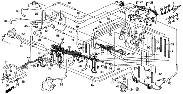 1988 Honda Prelude Tube A, Vacuum Piston Control Valve Diagram for 36157-PK1-000