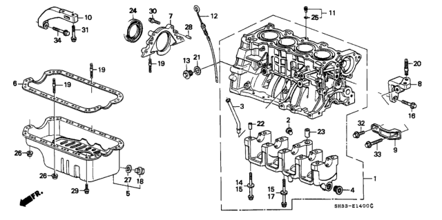 1989 Honda Civic Cylinder Block - Oil Pan Diagram