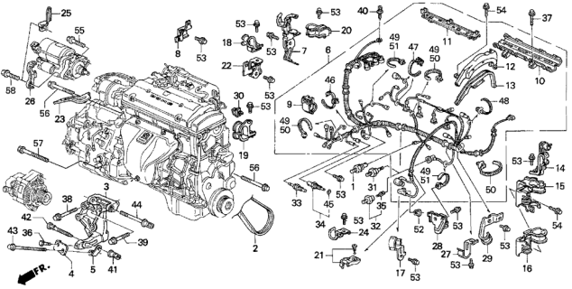 1993 Honda Prelude Stay, Connector Diagram for 32112-P12-A00