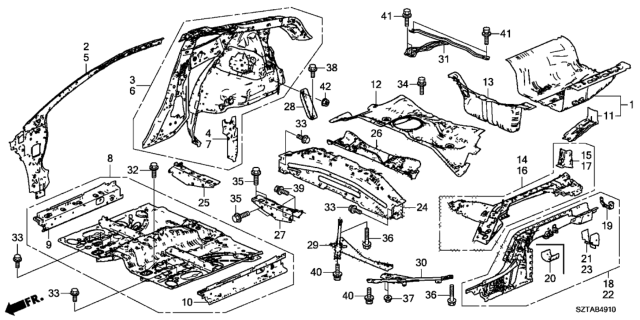 2015 Honda CR-Z Frame, L. RR. Diagram for 65660-SZT-305ZZ