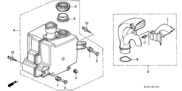 1994 Honda Accord Pipe, Joint Diagram for 17247-P0A-000