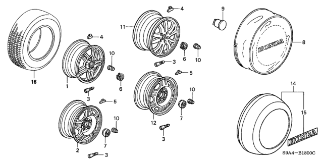 2003 Honda CR-V Tire (P205/70R15) (95S) (M+S) (Bfg) Diagram for 42751-BFG-013