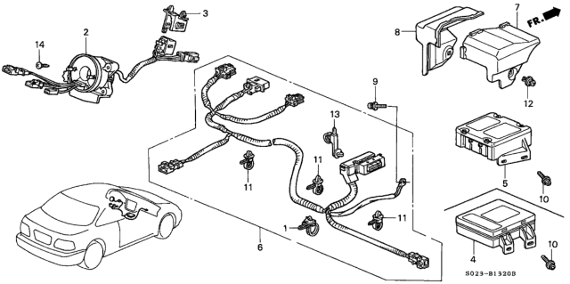 1999 Honda Civic Wire Harness, SRS Main Diagram for 77961-S04-A82