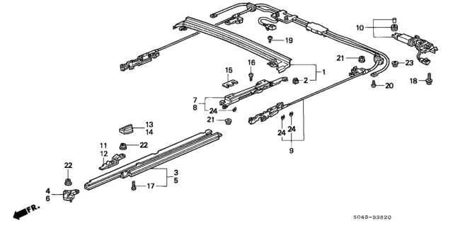 1997 Honda Civic Roof Slide Components Diagram