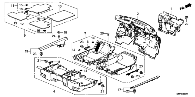 2017 Honda Accord Floor Mat Set *NH167L* Diagram for 83600-T3L-A02ZA