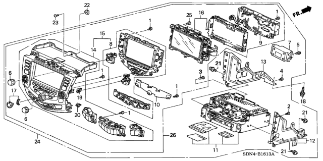 2005 Honda Accord Module Assy., Center *NH482L* (Navigation) (UA BLACK METALLIC) Diagram for 39050-SDN-L81ZA