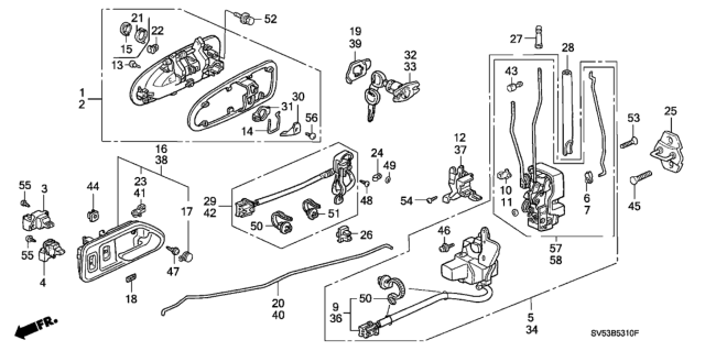 1996 Honda Accord Actuator Assembly, Left Front Door Lock Diagram for 72155-SV4-A21