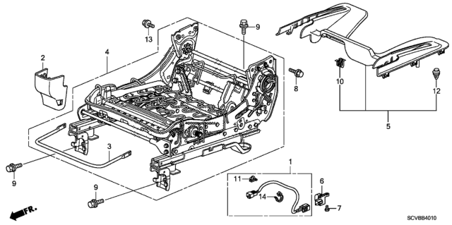 2011 Honda Element Front Seat Components (Driver Side) Diagram