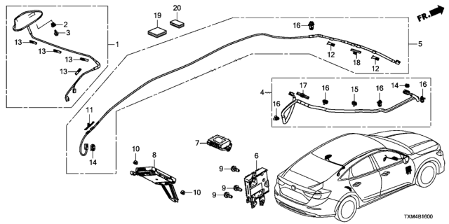 2019 Honda Insight Antenna Assembly (White Orchid Pearl) Diagram for 39150-TXM-A61ZD