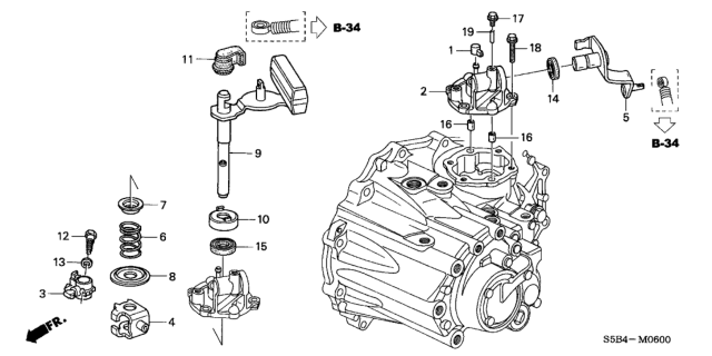 2005 Honda Civic MT Shift Arm - Shift Lever Diagram