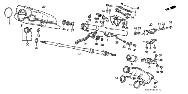 1989 Honda CRX Pivot, Column Diagram for 53363-SH2-A00