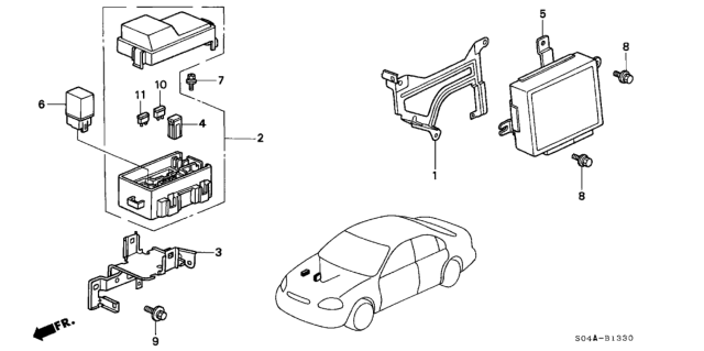 1999 Honda Civic Box Assembly, Abs Fuse Diagram for 38230-SX8-J81