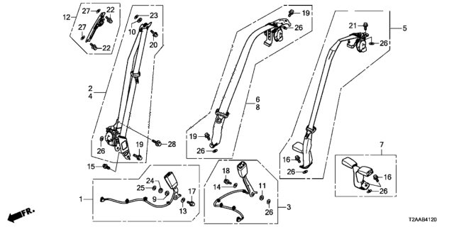 2017 Honda Accord Buckle Se*NH836L* Diagram for 04813-T2F-A00ZB
