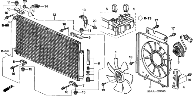 2006 Honda CR-V Shroud, Air Conditioner (Gf30) (Denso) Diagram for 38615-PNL-G02