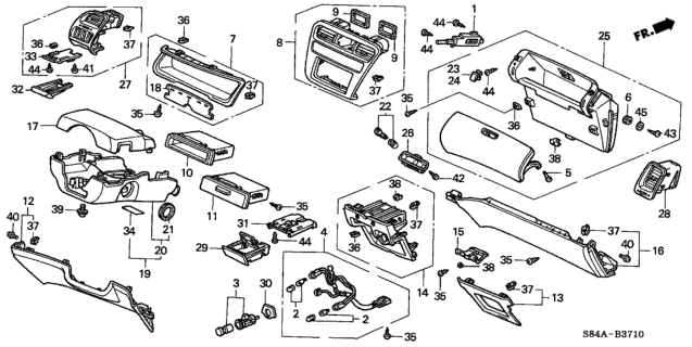 2002 Honda Accord Cover Assy., Instrument Center(Lower) *B94L* (DARK LAPIS) Diagram for 77310-S84-A00ZA