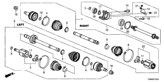 2015 Honda Civic Shaft Assembly, R Drive Diagram for 44305-TR4-A93