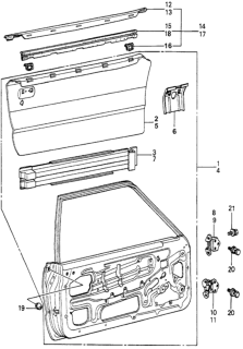 1981 Honda Accord Molding, L. Door Diagram for 75806-671-020