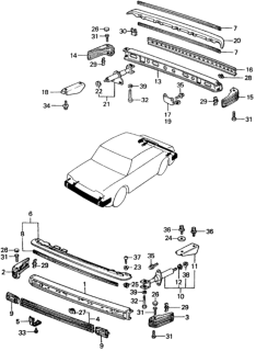 1981 Honda Civic Corner, L. RR. Bumper Diagram for 84015-SA0-000