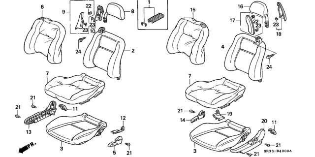 1993 Honda Civic Cover, Right Front Seat-Back Trim (Excel Charcoal) Diagram for 81121-SR0-A21ZB