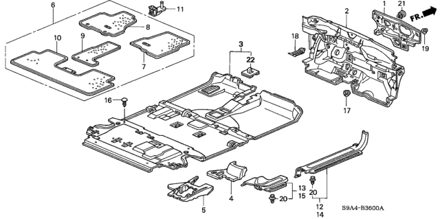 2005 Honda CR-V Floor Mat Set *YR314L* (MEDIUM IVORY) Diagram for 83600-S9A-A11ZC